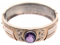 Victorian Silver & Gold Overlay Bangle with Amethyst Centre