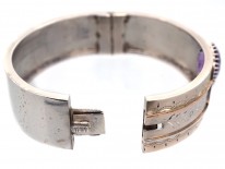 Victorian Silver & Gold Overlay Bangle with Amethyst Centre