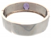 Victorian Silver & Gold Overlay Bangle with Amethyst Centre