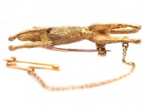 Edwardian 15ct Gold Hunting Dog Brooch