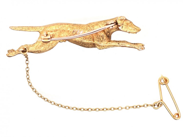 Edwardian 15ct Gold Hunting Dog Brooch