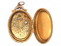 Edwardian 9ct Back & Front Oval Locket With Bow & Flowers Design