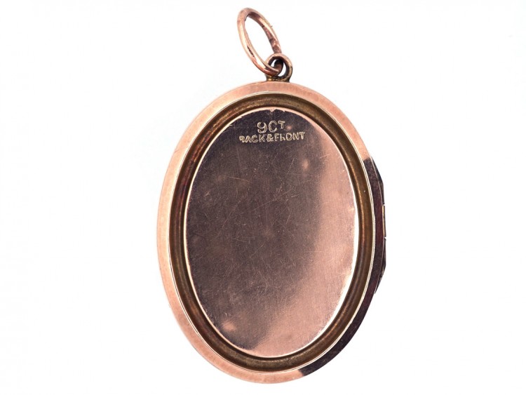 Edwardian Rose Gold Oval Locket With Bow Motif