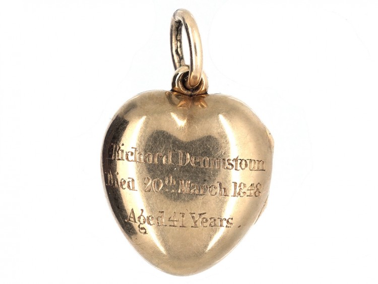 15ct Gold & Black Enamel Memorial Heart Shaped Locket