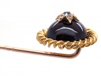 Victorian 18ct Gold, Diamond & Cabochon Garnet Stickpin
