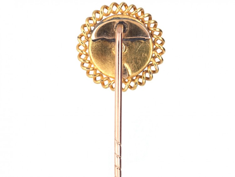 Victorian 18ct Gold, Diamond & Cabochon Garnet Stickpin