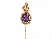 Georgian 15ct Gold & Almandine Garnet Snake Stick Pin