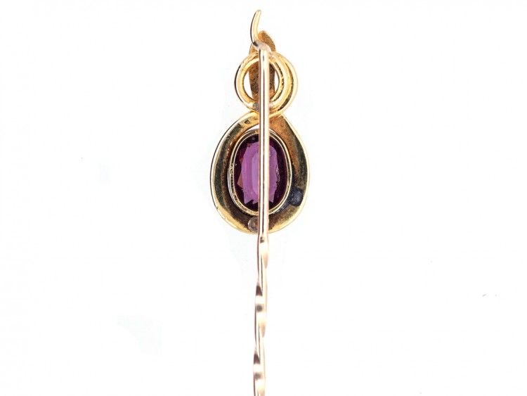 Georgian 15ct Gold & Almandine Garnet Snake Stick Pin