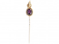 Georgian 15ct Gold & Almandine Garnet Snake Stick Pin