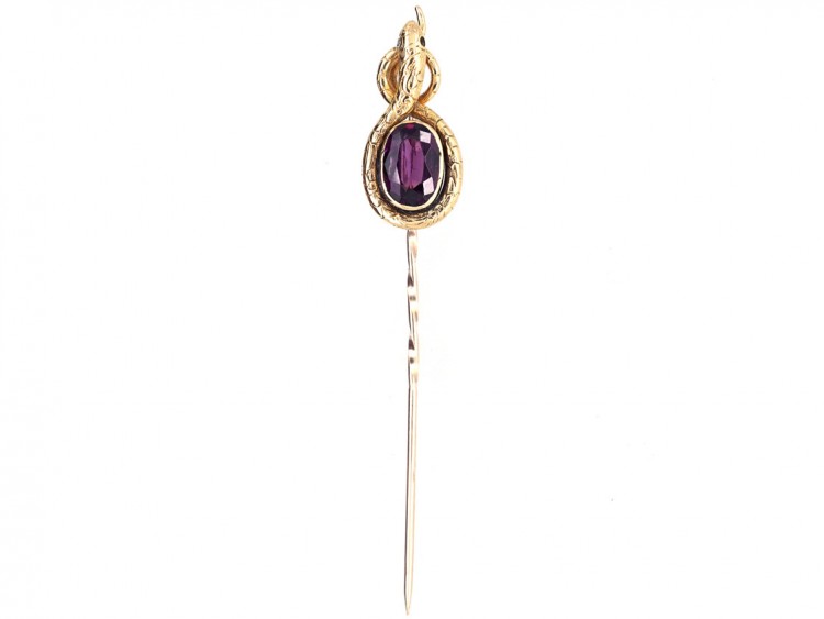 Georgian 15ct Gold & Almandine Garnet Snake Stick Pin