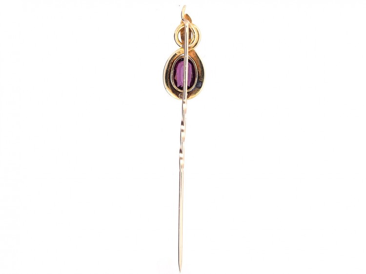 Georgian 15ct Gold & Almandine Garnet Snake Stick Pin