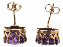 9ct Gold & Amethyst Round Stud Earrings