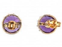 9ct Gold & Amethyst Round Stud Earrings