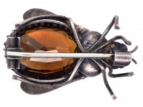Victorian Silver & Smokey Quartz Bee Brooch