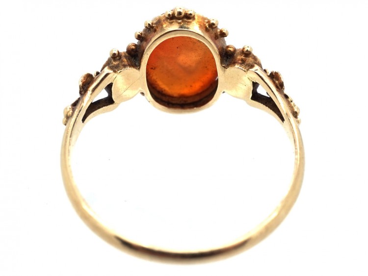 Regency Pearl & Carved Carnelian Forget Me Not Ring