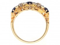Victorian 18ct Gold, Sapphire ​& Diamond Carved Half Hoop Ring
