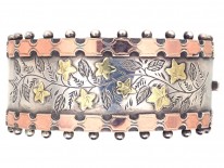 Victorian Silver & Two Colour Gold Overlay Bangle with Vine Leaf Decoration