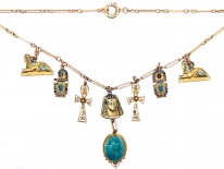 Art Deco 9ct Gold & Enamel Egyptian Revival Necklace