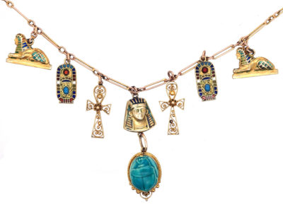 Art Deco 9ct Gold & Enamel Egyptian Revival Necklace Art Deco 9ct Gold & Enamel Egyptian Revival Necklace
