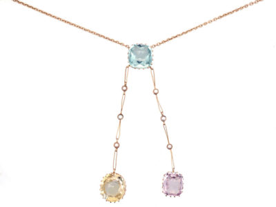 Edwardian 15ct Gold Multi Gem Negligée Pendant