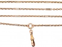 Edwardian 15ct Gold Fancy Link Long Guard Chain