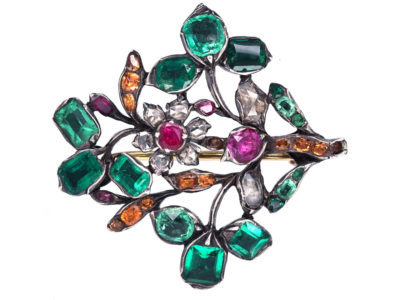 Georgian Emerald, Ruby, Diamond & Topaz Giardinetti Brooch Georgian Emerald, Ruby, Diamond & Topaz Giardinetti Brooch