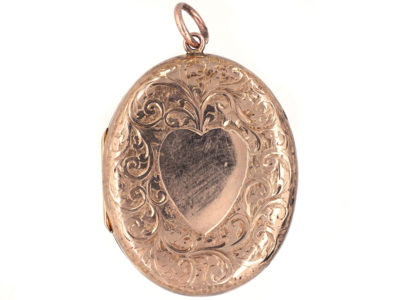 Edwardian 9ct Gold Oval Locket with Heart Motif