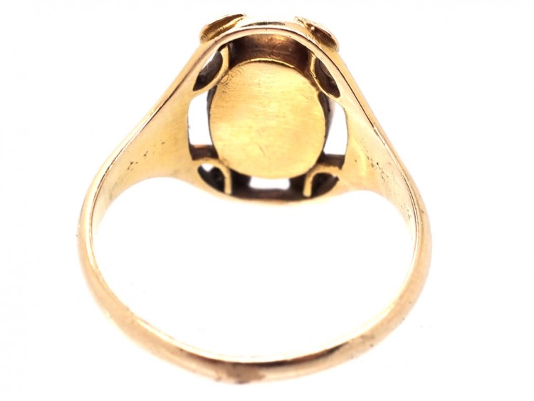 Art Nouveau 18ct Gold & Blister Pearl Ring by Murrle Bennett