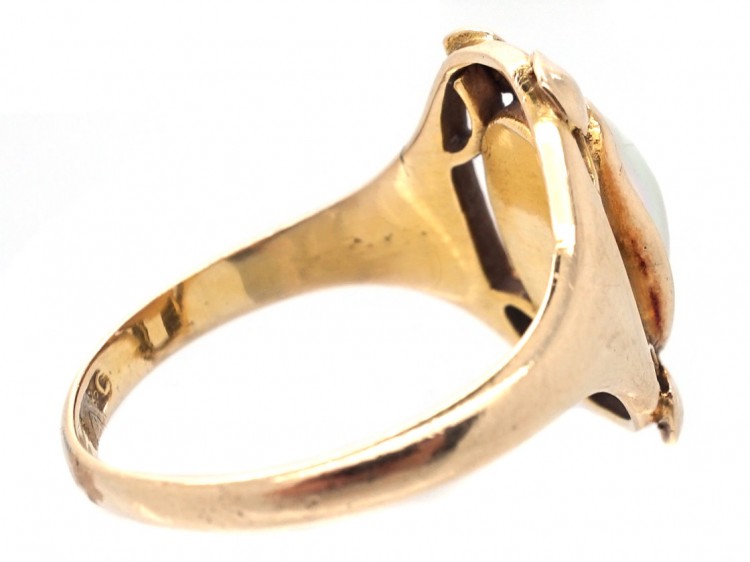 Art Nouveau 18ct Gold & Blister Pearl Ring by Murrle Bennett