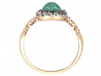 Edwardian Rose Diamond & Green Chalcedony Heart Shaped Ring