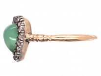 Edwardian Rose Diamond & Green Chalcedony Heart Shaped Ring