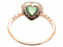 Edwardian Rose Diamond & Green Chalcedony Heart Shaped Ring