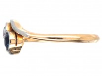 Edwardian 18ct Gold & Platinum, Sapphire & Diamond Crossover Ring