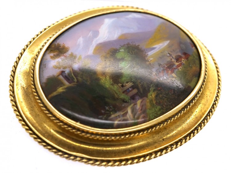 15ct Gold & Swiss Enamel Brooch
