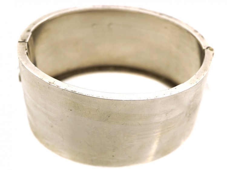 Victorian Silver & Gold Overlay Bangle with Sunflower Decoration