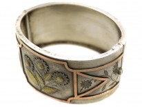 Victorian Silver & Gold Overlay Bangle with Sunflower Decoration