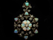 Edwardian Diamond & Opal Hearts Pendant / Brooch