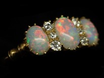 Victorian Three Stone Opal & Diamond Ring