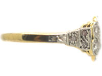 Edwardian 18ct Gold & Platinum, Diamond Cluster Ring with Diamond Set Shoulders