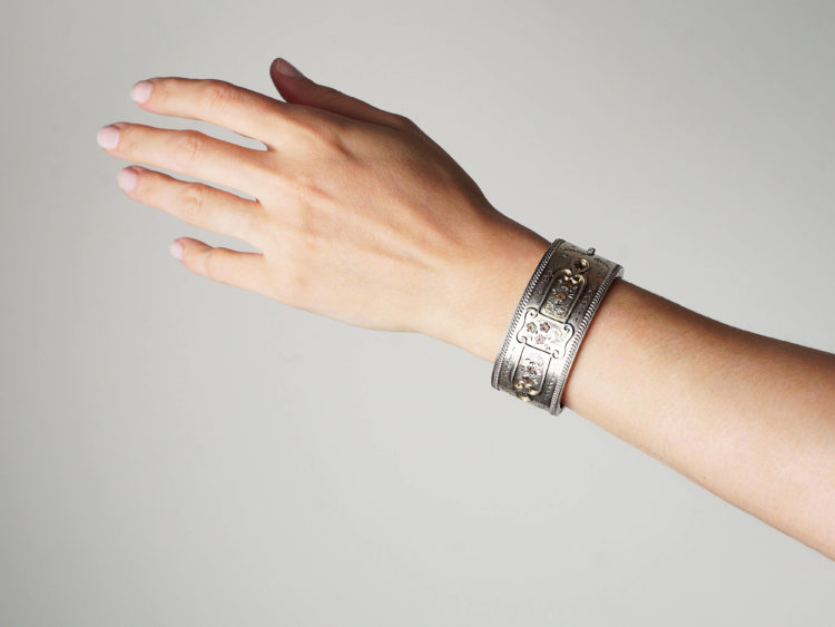 Victorian Silver & Gold Overlay Bangle