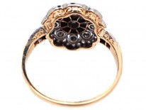 Edwardian 18ct Gold, Platinum, Diamond & Sapphire Cluster Ring