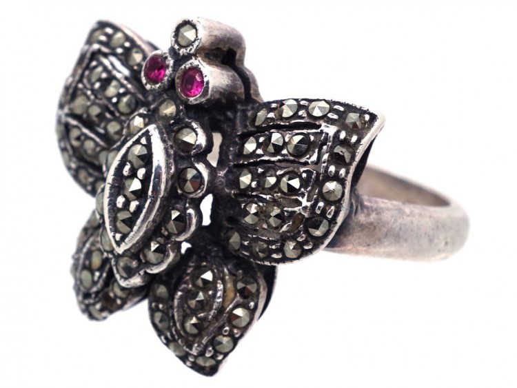 Silver ​& Marcasite Butterfly Ring