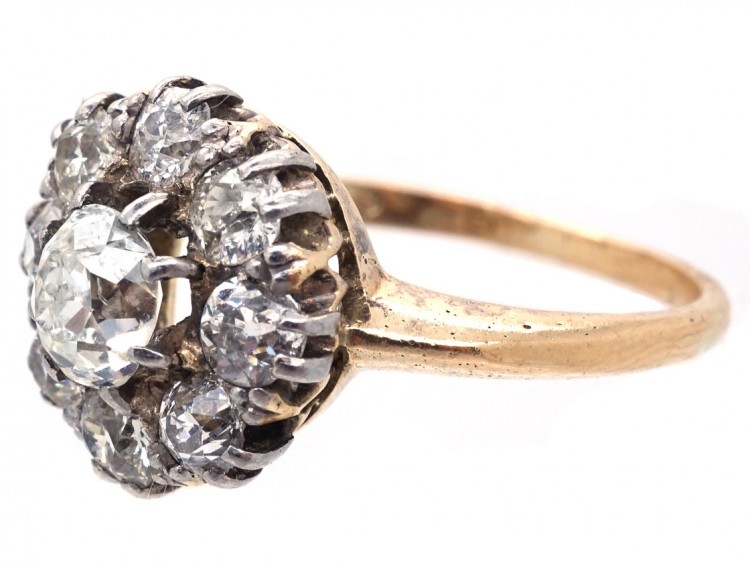 Victorian 18ct Gold & Diamond Cluster Ring
