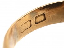 Victorian 18ct Gold & Bloodstone Signet Ring With Zig Zag Shoulders