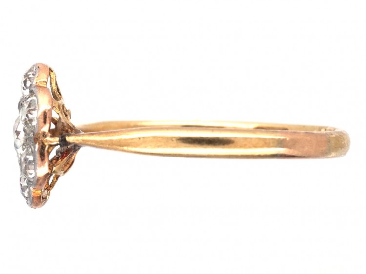 Edwardian 18ct Gold, Platinum & Diamond Cluster Ring