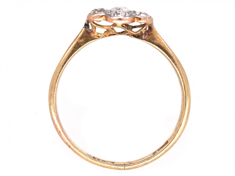 Edwardian 18ct Gold, Platinum & Diamond Cluster Ring