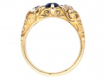 Victorian 18ct Gold, Sapphire & Diamond Three Stone Ring