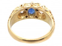 Victorian 18ct Gold, Sapphire & Diamond Three Stone Ring