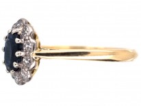 18ct Gold, Sapphire & Diamond Oval Cluster Ring