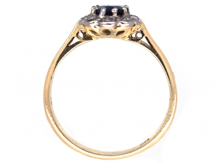 18ct Gold, Sapphire & Diamond Oval Cluster Ring